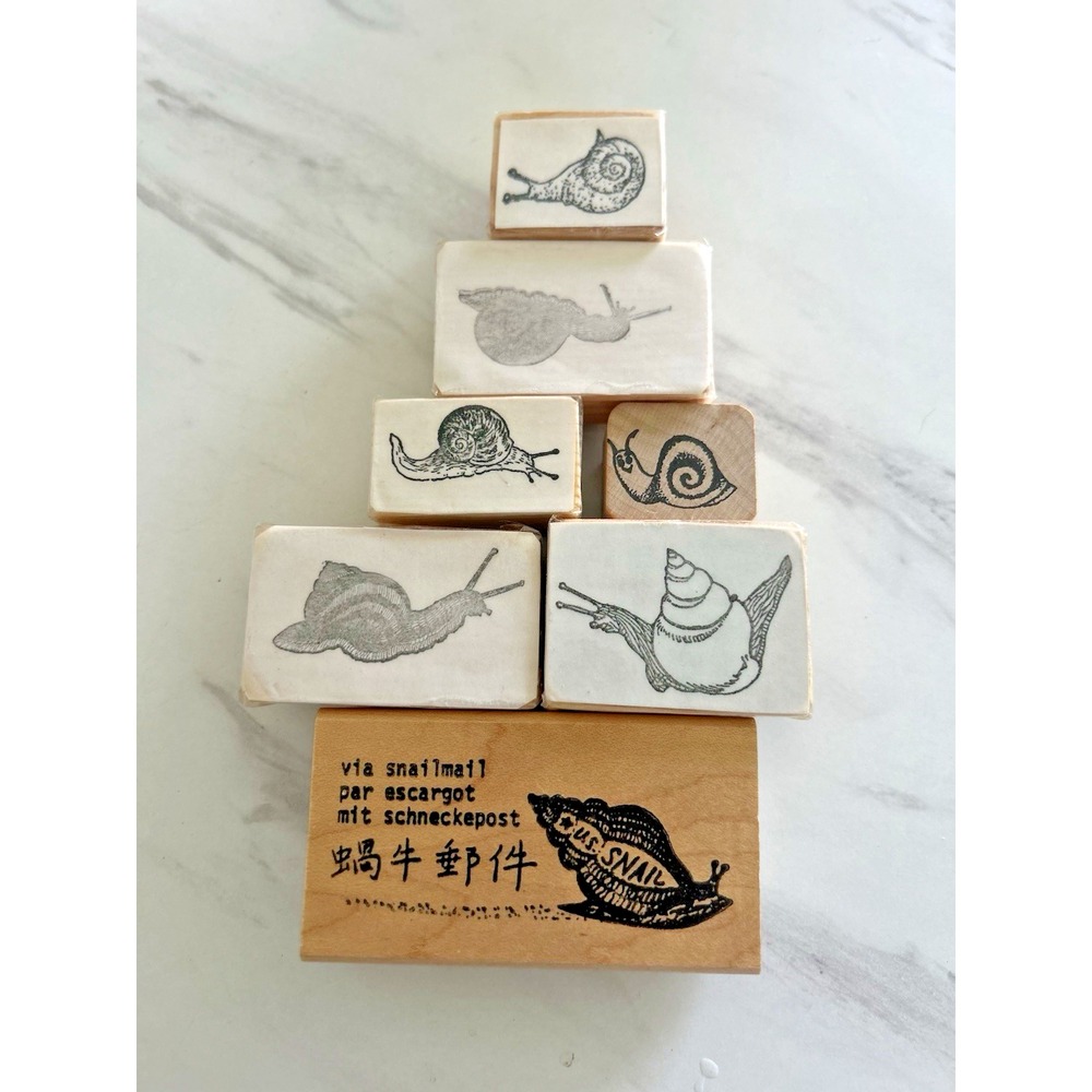 Lot of 7 Stamps Stamping Up Snails Snailmail Snail Animals Slugs Escargot FFF-#1
